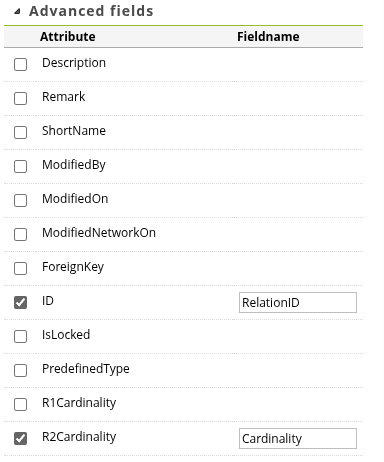 Relation node Relation Advanced fields